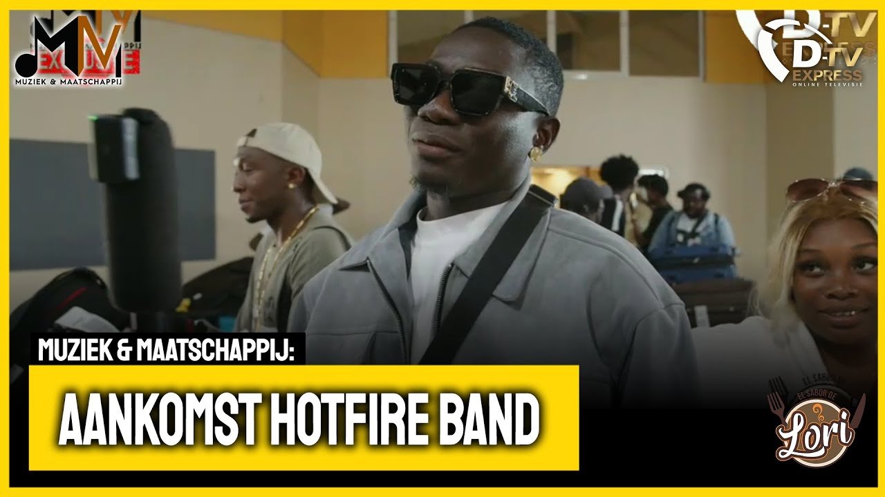 Aankomst Hotfire band in Suriname