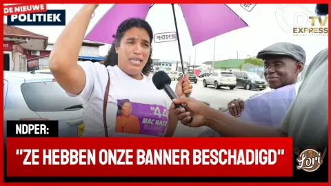 Politieke Banner oorlog bij Rontonde Latour /Umodja (Suriname)