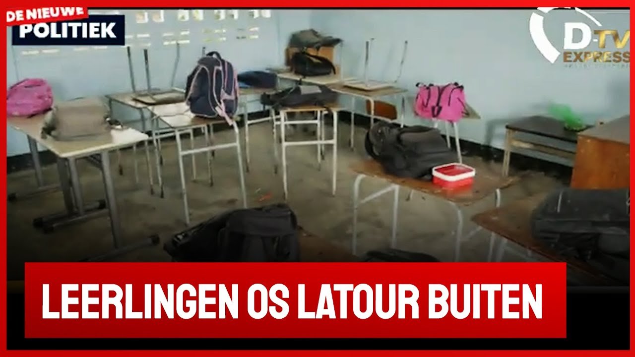 Leerlingen OS Latour buiten; lokalen vies (Suriname)