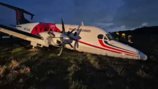 Vliegtuig uit Suriname botst met kapua en raakt van de baan in Guyana