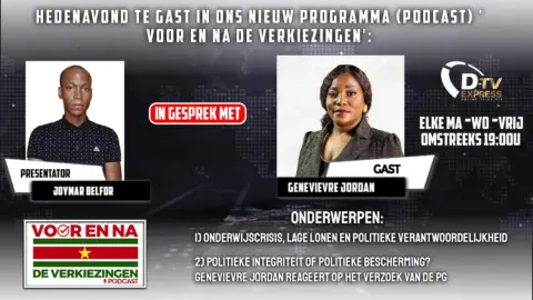 Voor en Na de Verkiezingen op D-TV Express praten we met Genevievre Jordan