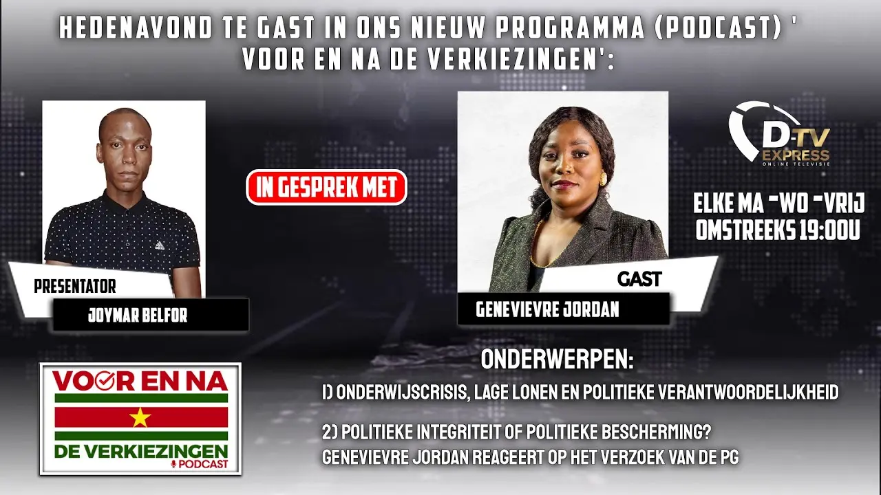 Voor en Na de Verkiezingen op D-TV Express praten we met Genevievre Jordan
